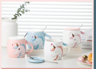 马克杯陶瓷杯子带盖咖啡杯家用情侣水杯茶杯办公室