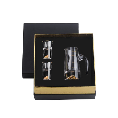 Creative Gift Gift Box Gold Foil Jinshan White Wine Glass Liquor Divider Gift Set Home Lead-Free Crystal Glass Gift