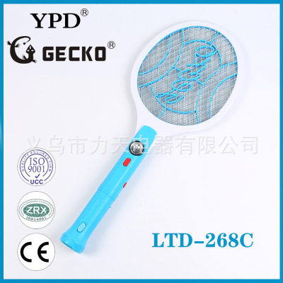 Factory Direct Sales Gecko Brand LTD-268C New with LED Flashlight Detachable Charging Electric Mosquito Swatter