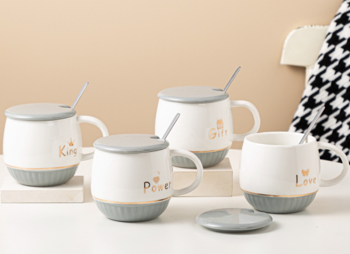 马克杯陶瓷杯子带盖咖啡杯家用情侣水杯茶杯办公室