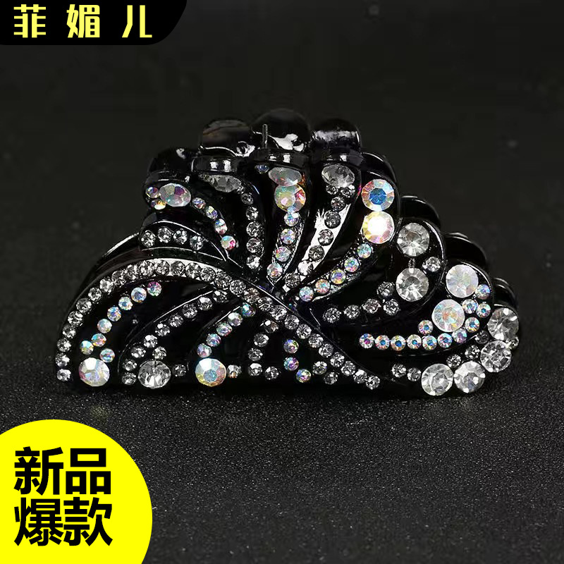 卡卡大号发卡抓夹头发夹子发夹女后脑勺鲨鱼夹镶水钻发饰妈妈发抓