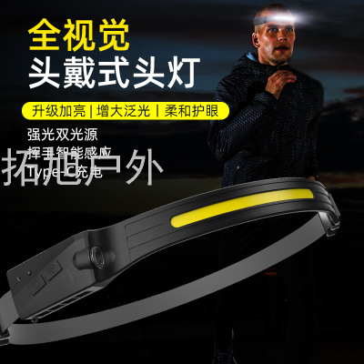 Cob Induction Strong Light USB Headlamp Searchlight