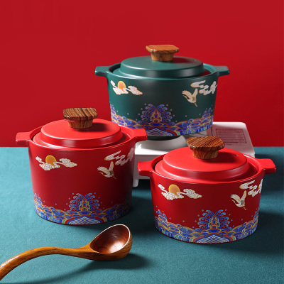 Ceramic Pot Wang Yunhe Chengxiang Chinese Style National Trendy Style Casserole/Stewpot High Temperature Resistant Gas Stove Ceramic Soup Pot Gift