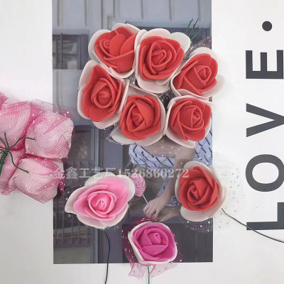 Mini Lace Pe Foam Rose Flower Heads Diy For Holiday Wedding Party Decorations Handmade Wreath Craft Fake Flowers Wall