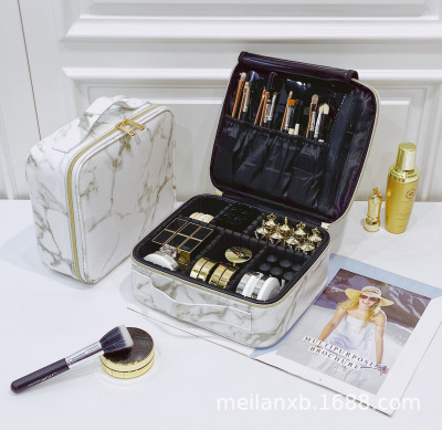 Marble Pattern Cosmetic Bag Portable Large Capacity Eyelash Kit Multifunctional Travel Simple Cosmetics Storage Bag