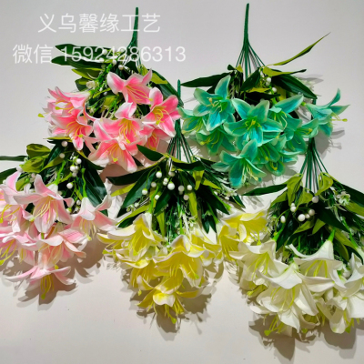 Artificial Flower Lily Fake Rose Flower Plastic Flowers Indoor Home Living Room Plastic Flowers Table Decoration Floral Decoration