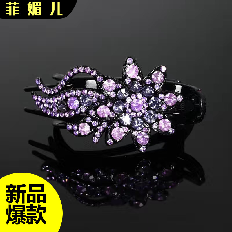 卡卡爆款三齿夹顶夹发卡鸭嘴夹后脑勺水钻抓夹韩式盘发饰品发夹