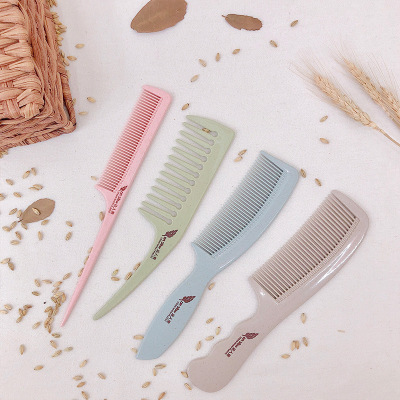Can Order Logo Family Multi-Purpose Wheat Straw Comb Ladies Shunfa Pointed Tail Big Tooth Hairdressing Care Comb Wholesale