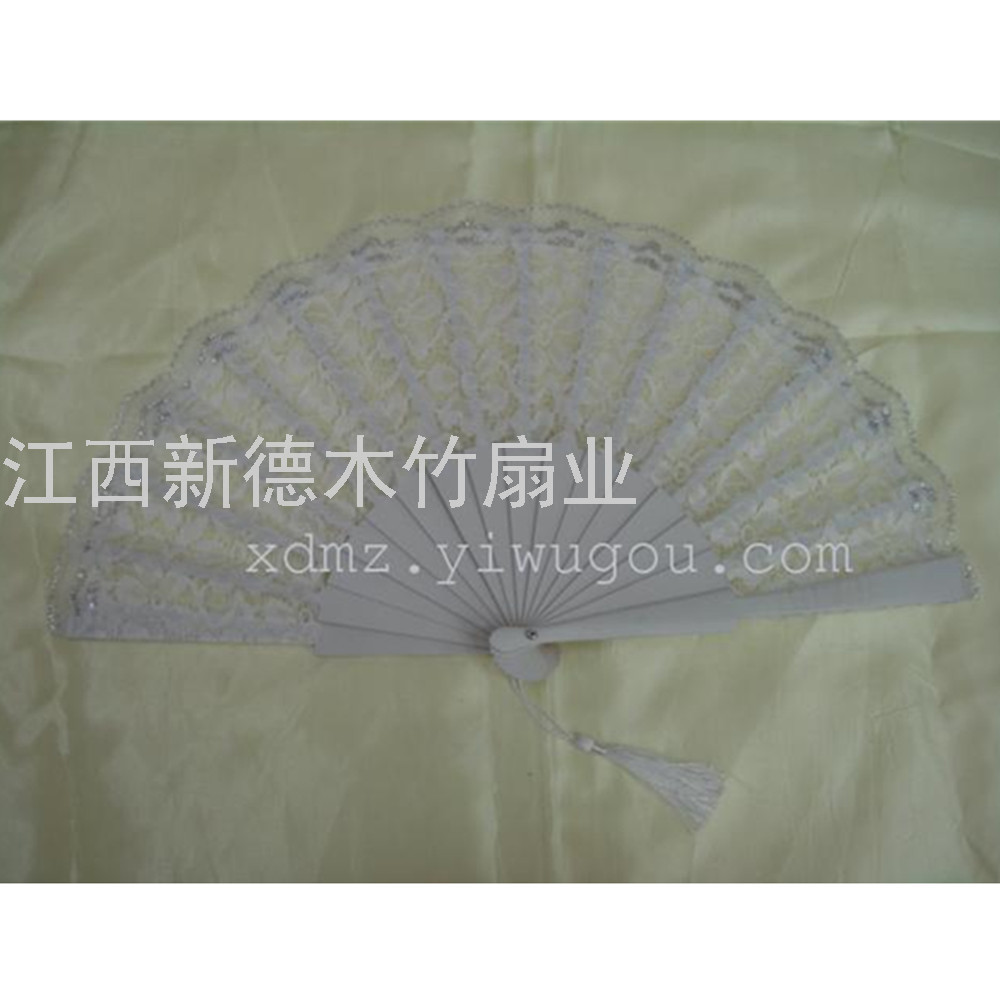 德祯  拼接蕾丝婚纱扇  新婚子扇子  结婚礼品扇