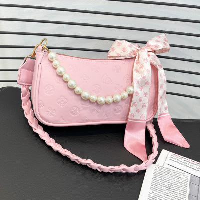 Twist Braid Chain Pearl Underarm Bag 2021 Summer New Fashion Indentation Shoulder Bag Portable Messenger Bag for Women