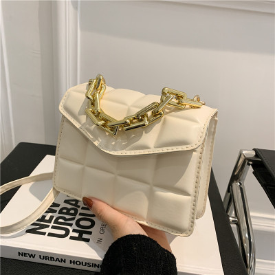Korean Style Stylish Good Texture Portable Small Square Bag 2021 Autumn New Plaid Western Style Thick Chain Casual Crossbody Women's Bag