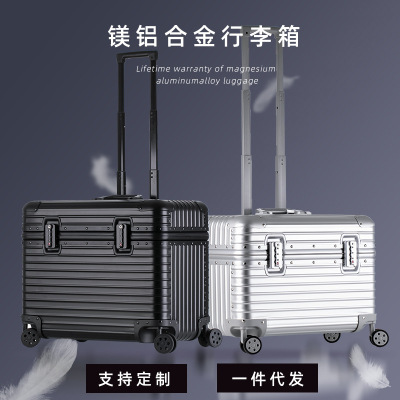 Aluminum-Magnesium Alloy Trolley Case Long Box Metal Tool Box Trolley Case Universal Wheel Hard-Side Suitcase Luggage Photography Laptop Case