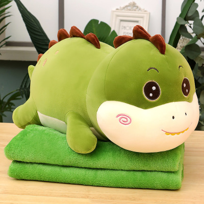 Cute Dinosaur Airable Cover Blanket Dual Purpose Throw Pillow Cartoon Fruit Animal Plush Toy 3-in-1 Siesta Cushion