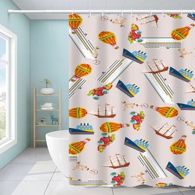 Waterproof Shower Curtain Digital Printing Cartoon Pattern Ins Style Personalized Patterns Simple Bathroom Partition Curtain Decorative Curtain