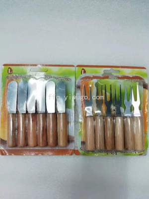 6Pc Wooden Handle Cheese Scraper Cheese Fork