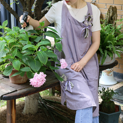 Foreign Trade Fresh Waterproof Antifouling Kitchen Baking Floral Painting Work Clothes Vest Strap Short Sleeve Sleeveless Apron