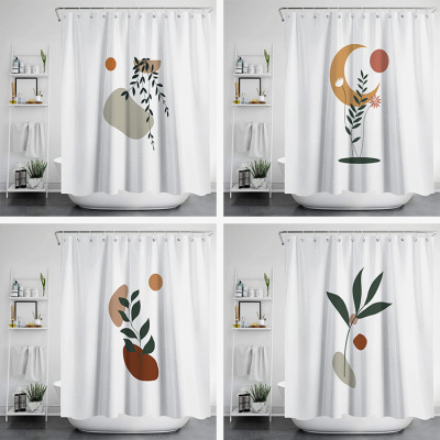 Nordic Famous Painting Waterproof and Mildew-Proof Shower Curtain Digital Customization Punch-Free Printing Bathroom Curtain