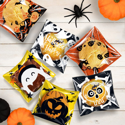 Halloween Biscuits Bag Snowflake Crisp Baking Self-Adhesive Ziplock Bag Food Snack Bag Pumpkin Ghost Candy Packaging Bag