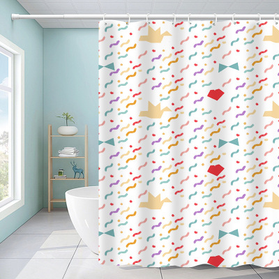 Waterproof Shower Curtain Digital Printing Cartoon Pattern Ins Style Personalized Patterns Simple Bathroom Partition Curtain Decorative Curtain