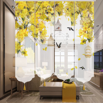Air Conditioning Shutter Bird-and-Flower Painting Living Room Entrance Soft Screen Pull Bead Restaurant Kitchen New Chinese Style Partition Curtain Modern Beautiful