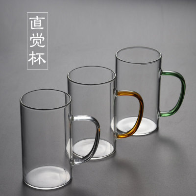 Thickened Glass Green-Tea Cup Transparent with Handle Intuition Glass Simple Glass Cup Custom Logo Customization