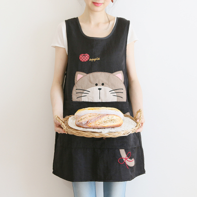 Japanese Cartoon Waterproof Oil-Proof Kitchen Overclothes Baking Floral Coffee Shop Painting Work Clothes Sleeveless Apron