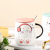 Hot Selling Cartoon Ceramic Cup Creative Glass with Cover with Spoon Coffee Cup Cute Mug