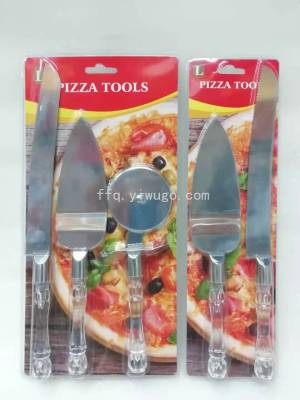 Transparent Handle Stainless Steel Pizza Knife Bread Knife Shovel