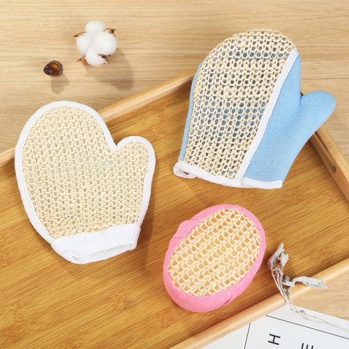 solid color simple bath rubbing mud exfoliating sisal bath square adult fingerless bath gloves multiple options