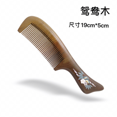 Factory Direct Sales Wholesale Natural Log Mandarin Duck Wooden Comb New 3D Relief Handle Comb