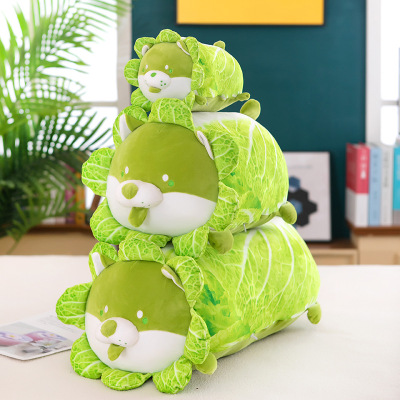 Internet Celebrity Cabbage Dog Plush Toy Vegetable Elf Dish Dog Doll for Girls Sleeping Strip Pillow Doll Wholesale