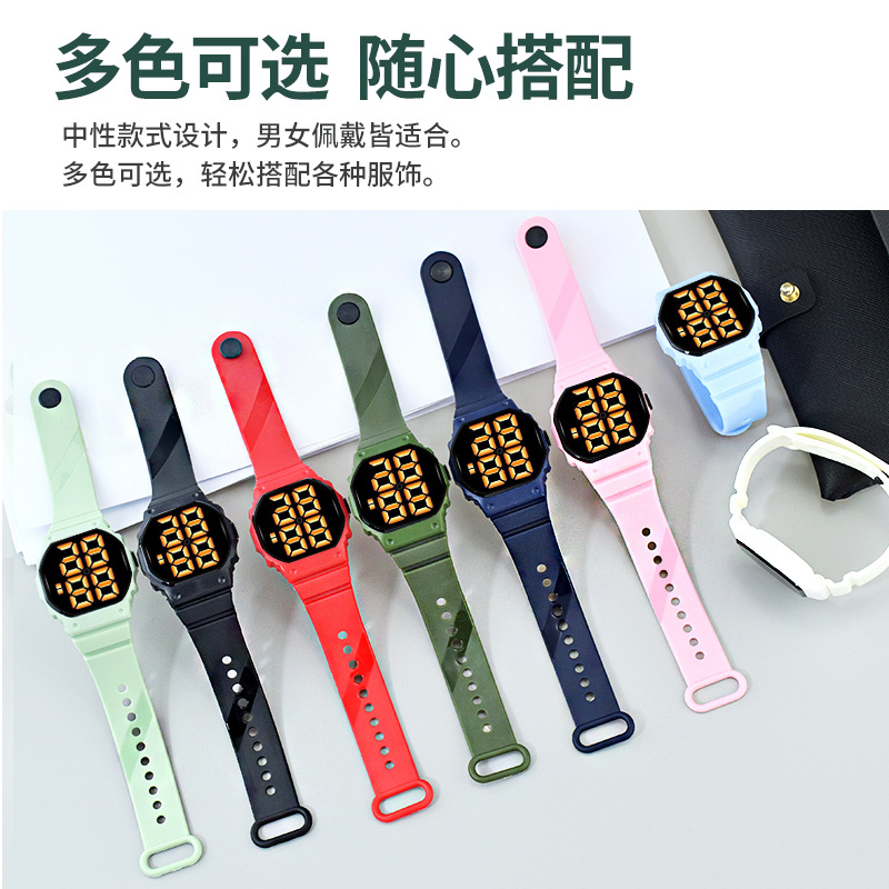 外贸新款创意时尚超薄圆形电子手表多功能儿童学生男女电子表批发