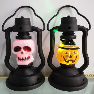 Halloween Pumpkin Lantern Ghost Festival Products Portable Kerosene Lamp Led Seven-Color Night Light Decoration Props Small Lantern