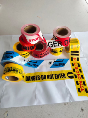 Construction Safety PE Barrier Tape Red Film Printed Black Word Mark Belt Customized PE Plastic Isolation Belt Glue-Free Warning Tape