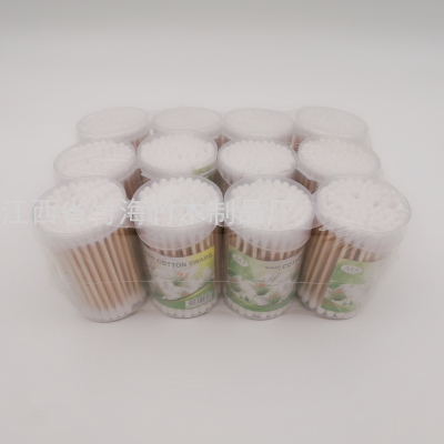 Disposable Double-Headed Makeup Cotton Swab Sanitary Cleaning Cotton Swab Ear Swab round Bottled Daily Necessities