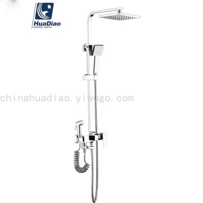 HUADIAO waterfall 4 function shower faucet complete with stainless steel bar square rain shower set