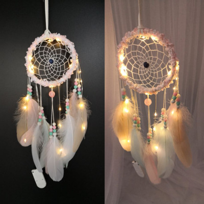 Small Clear Bedroom Dreamcatcher Feather Flower Dreamcatcher Pink Girl Heart Dreamcatcher Colored Lights Dreamcatcher