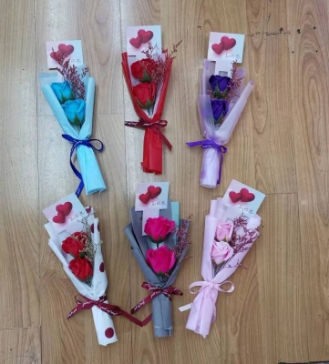 Christmas Valentine's Day Gift Single 2 Roses Preserved Fresh Flower Simulation Soap Flower 3.8 Goddess Festival Mother's Day