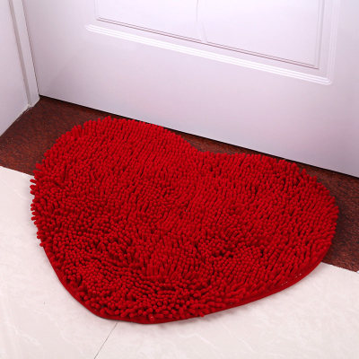 Shida Love Heart-Shaped Floor Mat Wedding Room Decoration Floor Mat Bedroom Bathroom Bathroom Foot Mat Absorbent Chenille Mat