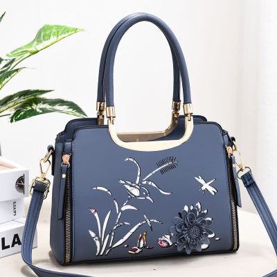 Embroidered Handbags for Women 2021 New Fashion Trendy Simple Elegant Western Style Shoulder Messenger Bag Large Capacity Foreign Trade