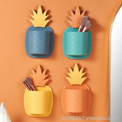 M04-8977 Knife and Fork Chopsticks Rack Wall-Mounted Punch-Free Cute Pineapple Storage Rack Simple Pp Storage Rack