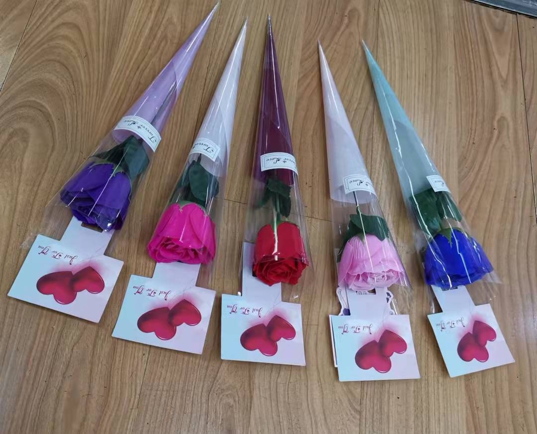 情人节礼品母亲节礼物单支香皂花玫瑰仿真花跨境批发香皂肥皂花