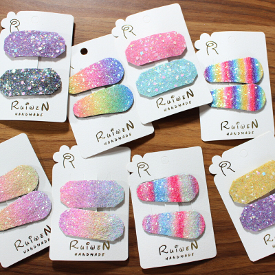 Korean Style Online Red Rainbow Sequined Barrettes Color Gradient Clip Dreamy Fresh Bang Clip Hair Clip Side Clip