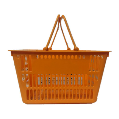 Plastic basket with built-in handle for supermarkets and convenience stores