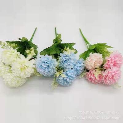 New Artificial Flower Hydrangea Single Bouquet Soft Pack Home Flower Arrangement Bouquet Fake Flower Bouquet Silk Flower Decoration Flowers