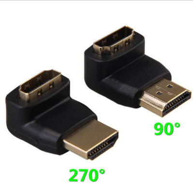 HDMI Male to HDMI Female Elbow Right Angle 90 Degrees 270 Degrees L-Type Adapter Cable 1.4 Version Male to Female Converter