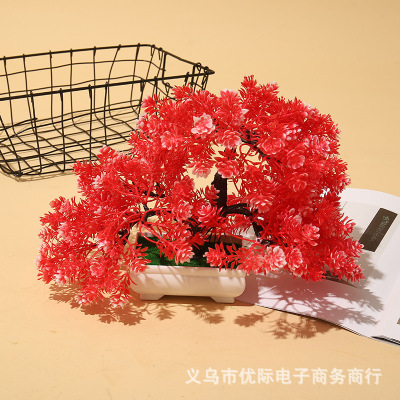 Artificial Green Plants and Artificial Flowers Potted Plant Nordic Instagram Style Creative Plant Bonsai Indoor Living Room Decoration Small Ornaments Potted Plant