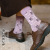 Purple Socks Women Autumn and Winter Mid-Calf Length Socks Thin Vintage Pattern Lolita Korean Style Japanese Style Wholesale Cotton Socks Long Socks