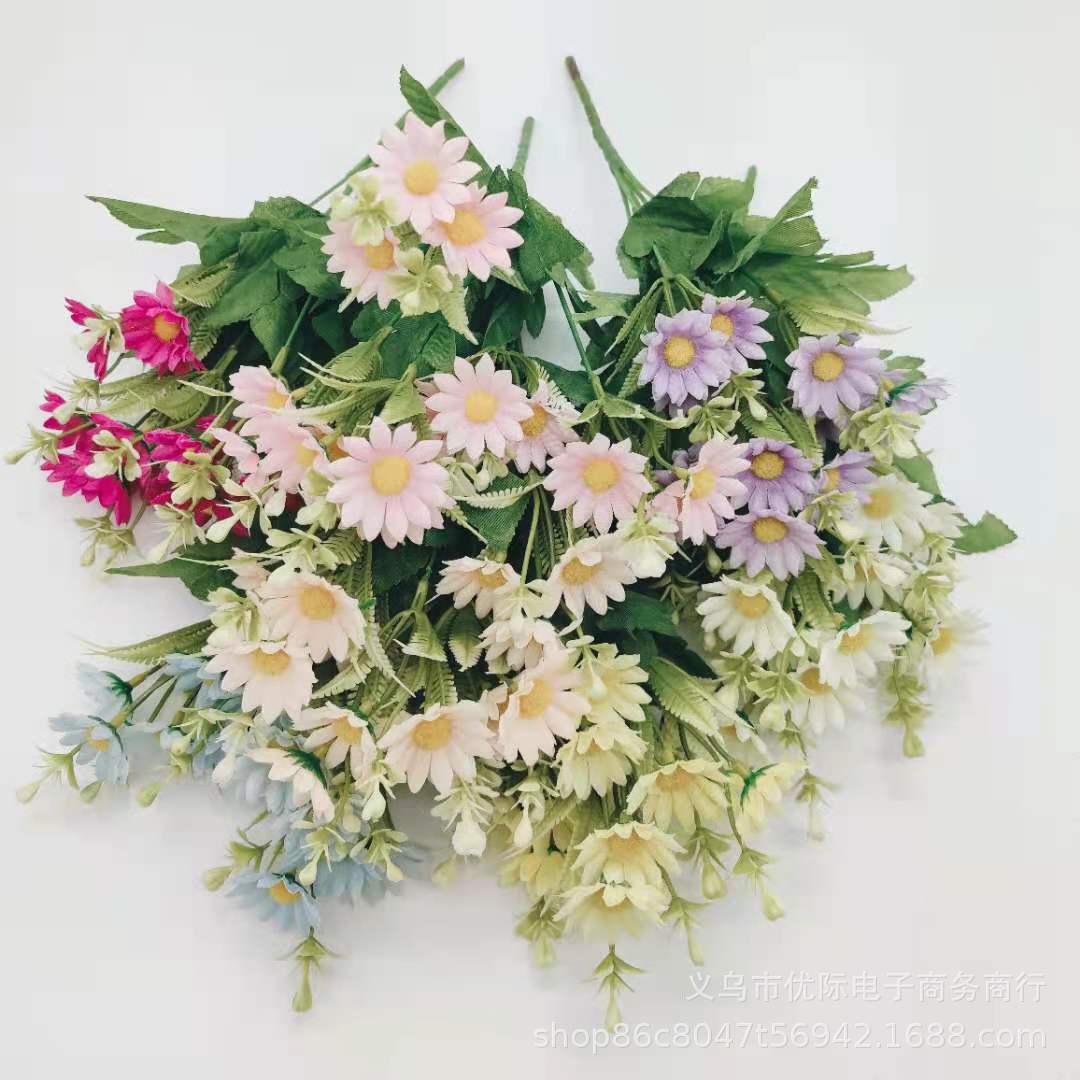 小菊花包芯菊 仿真花束油画菊 客厅摆设假花小清新装饰摆件绢花