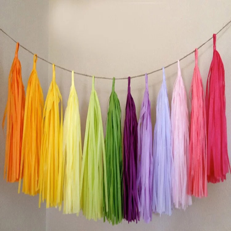 跨境专供35CM圣诞装饰纸流苏 纸流苏5个一套节日婚礼派对装饰用品